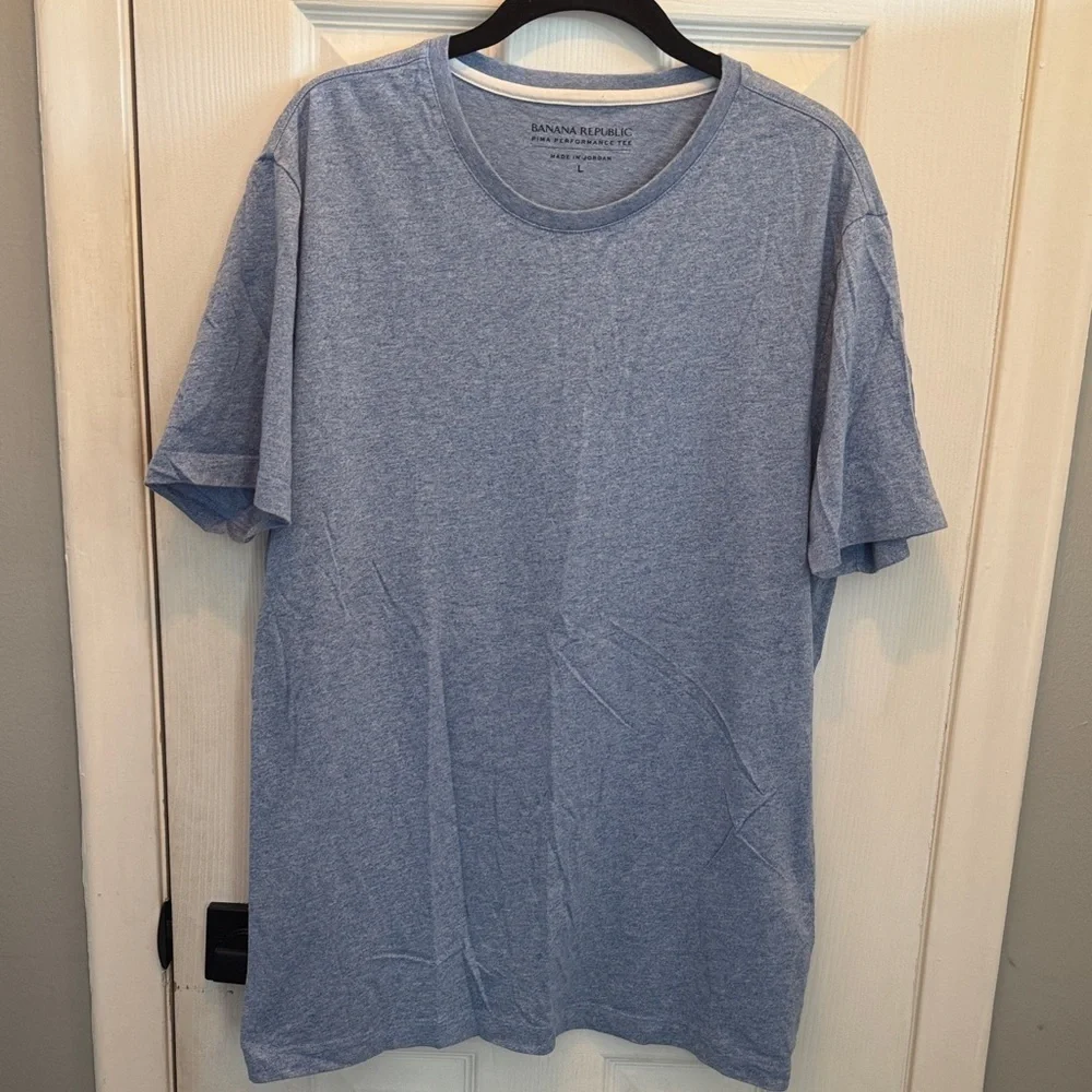 Banana Republic Men's Heather Blue Short Sleeve Tee